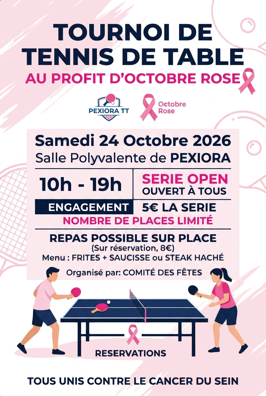 Affiche du tournoi Octobre Rose 2026